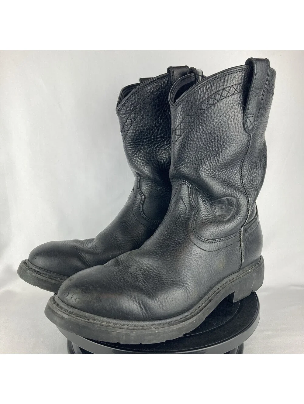 Men’s 10.5 Ariat Sierra Boots Black Leather Pull On Waterproof Work Soft Toe